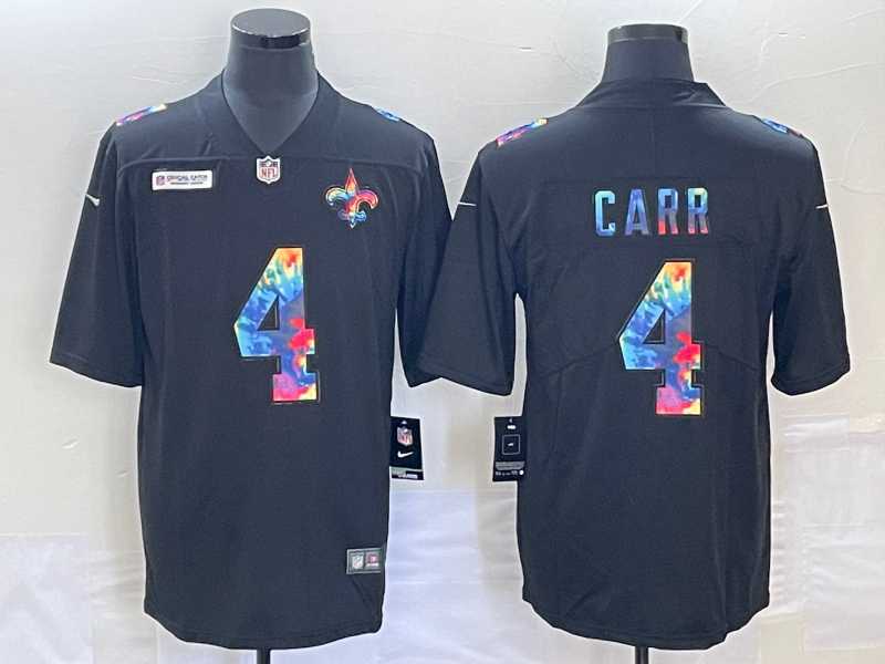 Mens New Orleans Saints #4 Derek Carr Multi-Color Black 2020 NFL Crucial Catch Vapor Untouchable Nike Limited Jersey->new orleans saints->NFL Jersey